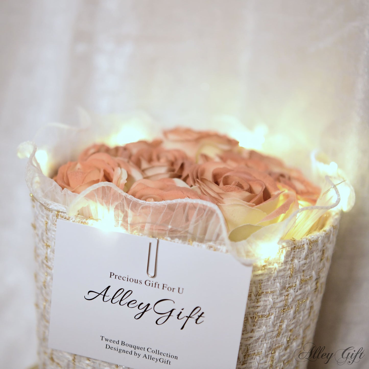 生誕祭花束 誕生日花束 ツイードブーケ ワンホンブーケ LEDライト AlleyGift