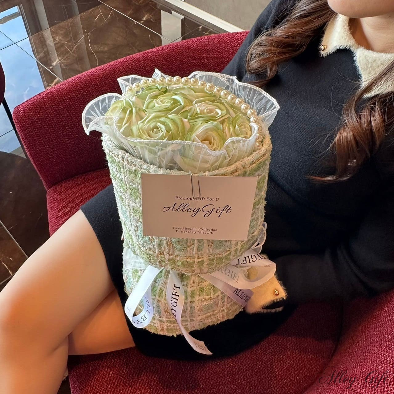 アイドル花束で人気なワンホンブーケ アイドル誕生日花束 推し生誕祭花束 枯れない花束 ライトグリーン AlleyGift