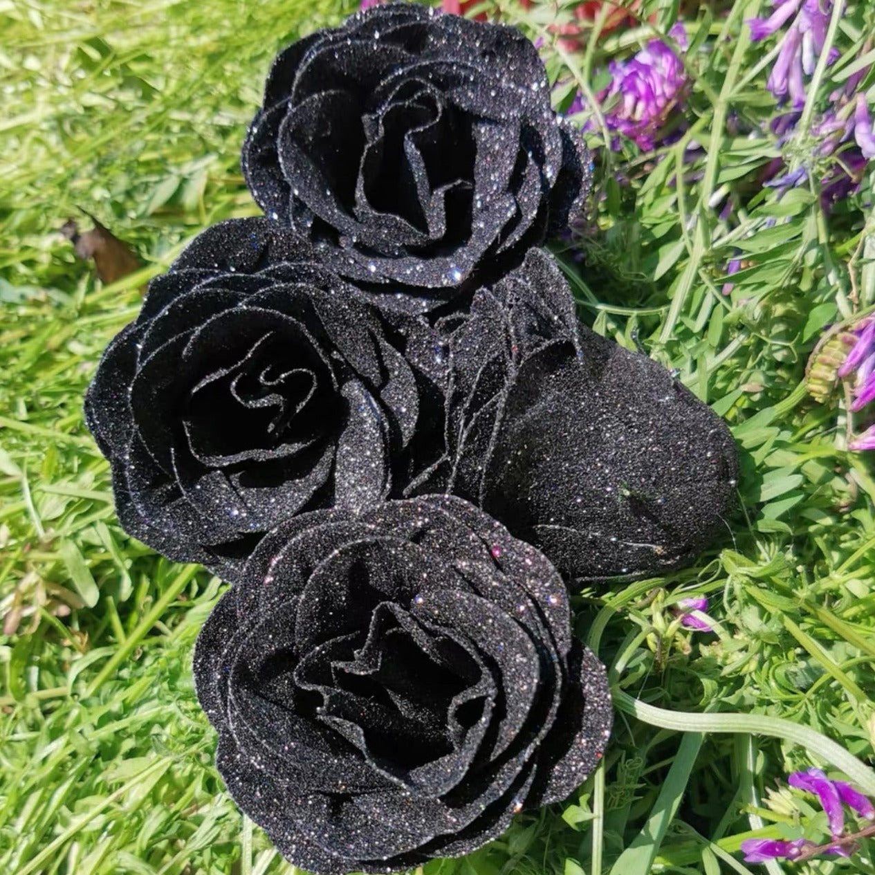 花束にグリッターローズ | 黒