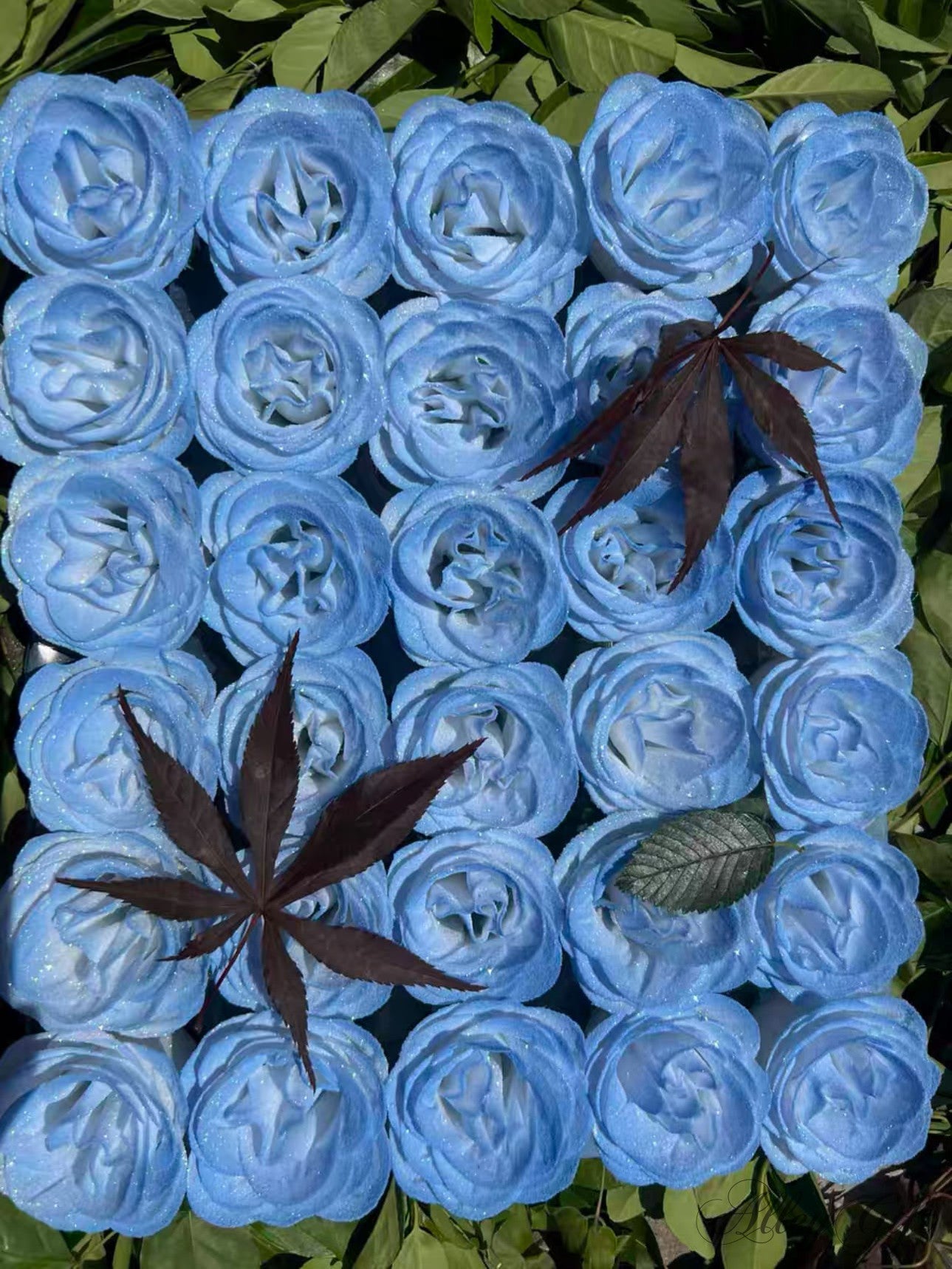 花束にグリッターローズ | 水色