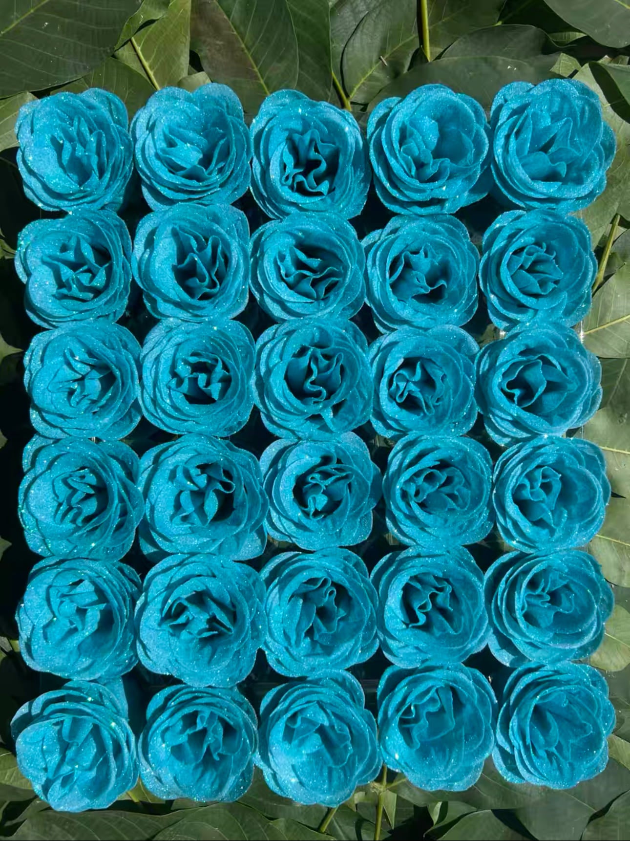 花束にグリッターローズ | ティファニーブルー