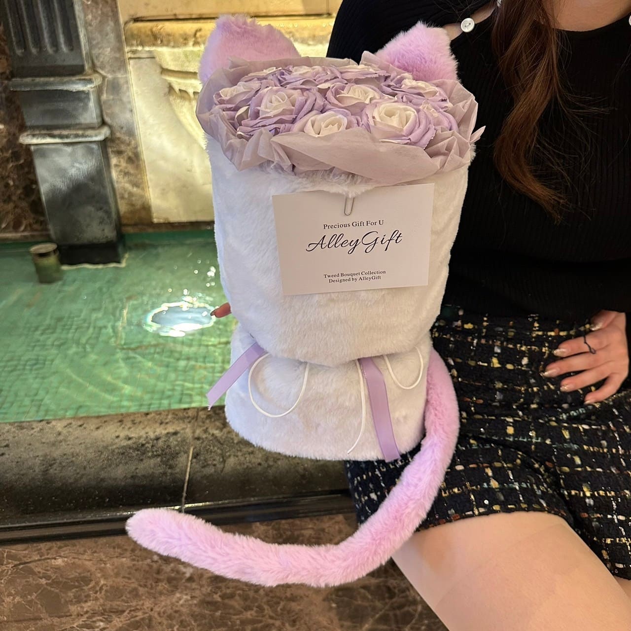 紫色の猫花束 | AlleyGiftワンホンブーケの動物シリーズ