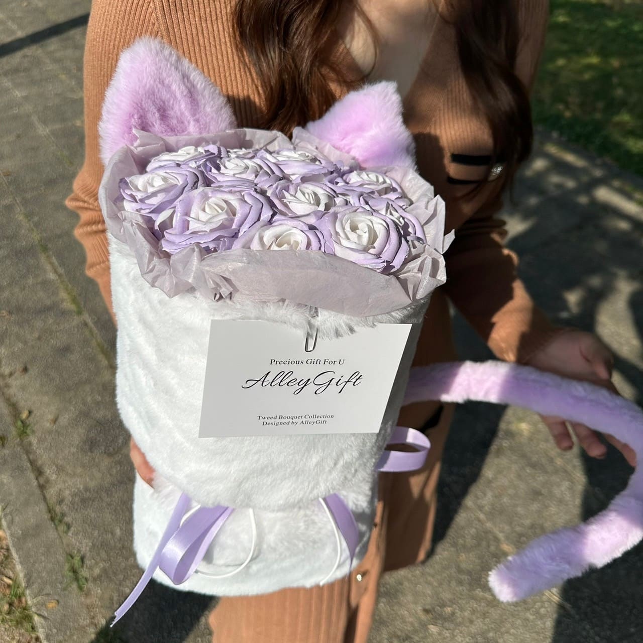 紫色の猫花束 | AlleyGiftワンホンブーケの動物シリーズ