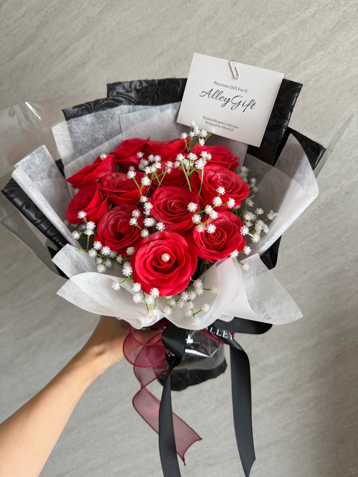 AlleyGiftの安いプロポーズ花束　11本　ソープフラワー　赤色