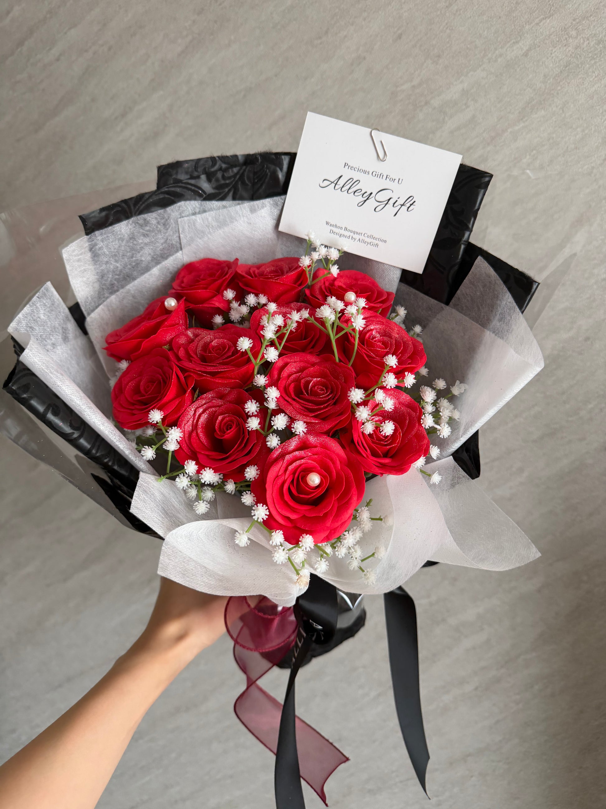 AlleyGiftの安いプロポーズ花束　11本　ソープフラワー　赤色