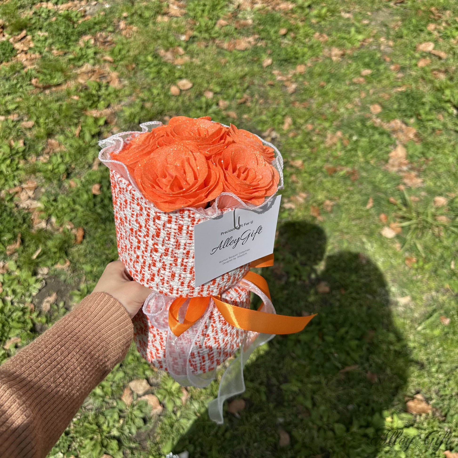 推しブーケ | ミニワンホンブーケ　AlleyGiftの花束の新たな形　500円でオーダーメイド対応◎　オレンジ