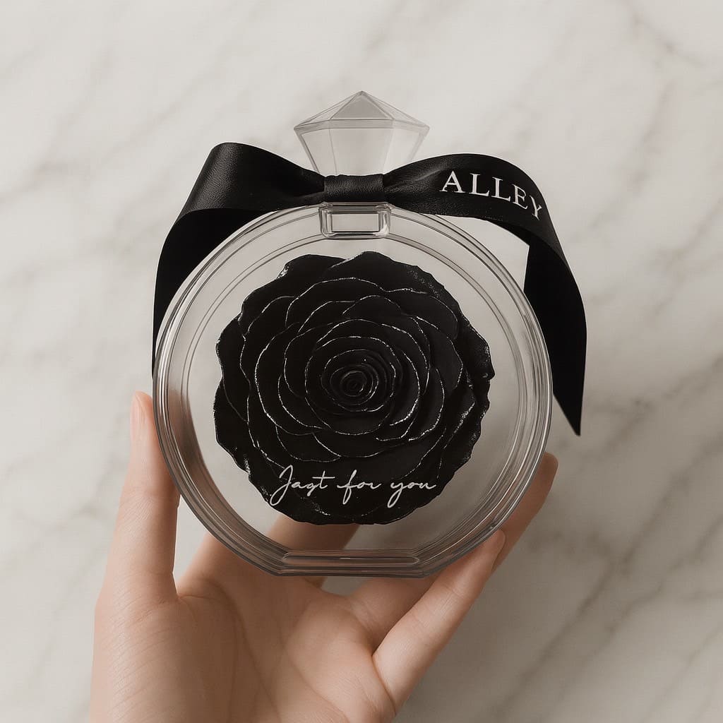 AlleyGiftのプリザーブドローズボトル　黒花
