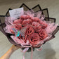 安い値段で手に入るAlleyGiftのグリッターローズ花束　くすみピンク