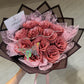 安い値段で手に入るAlleyGiftのグリッターローズ花束　くすみピンク
