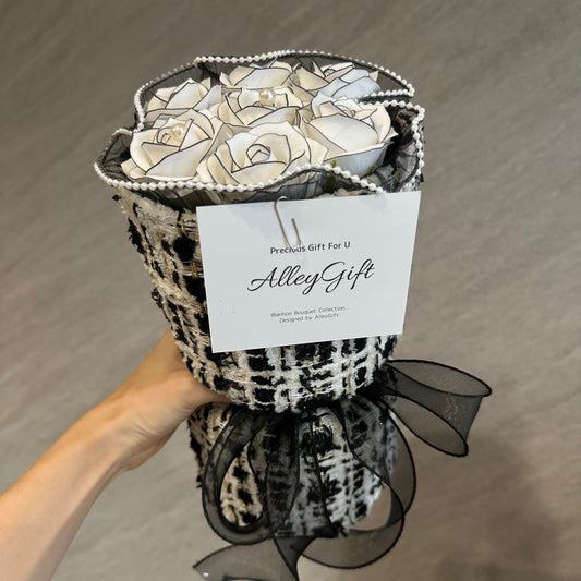 AlleyGiftで安く手に入るツイードブーケ　黒白系