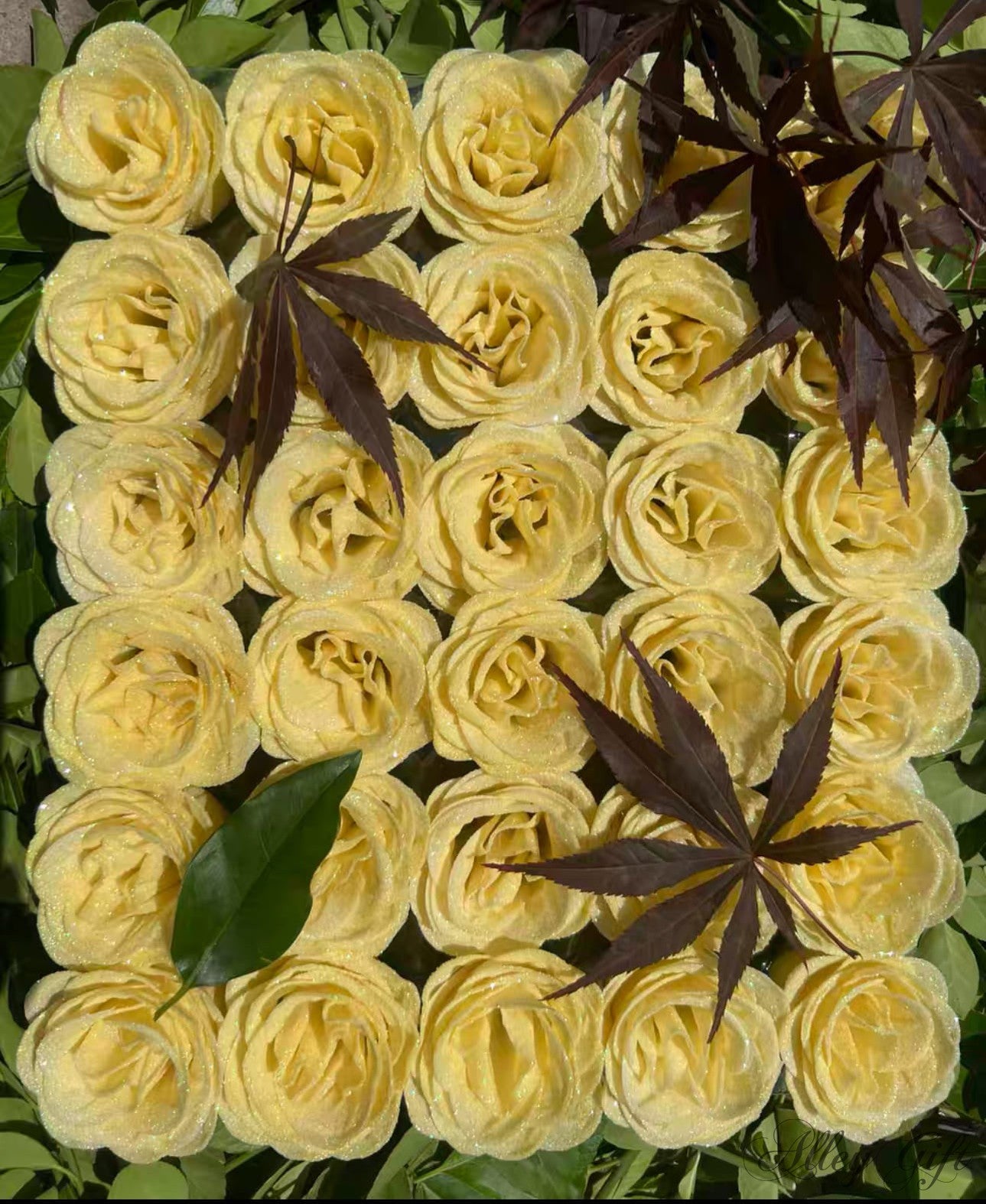 安い推し誕生日花束に選ばれている | ワンホンブーケのソープフラワーをラメ付きに変更　黄色