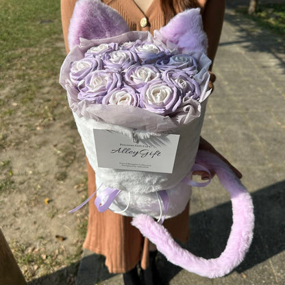 紫色の猫花束 | AlleyGiftワンホンブーケの動物シリーズ