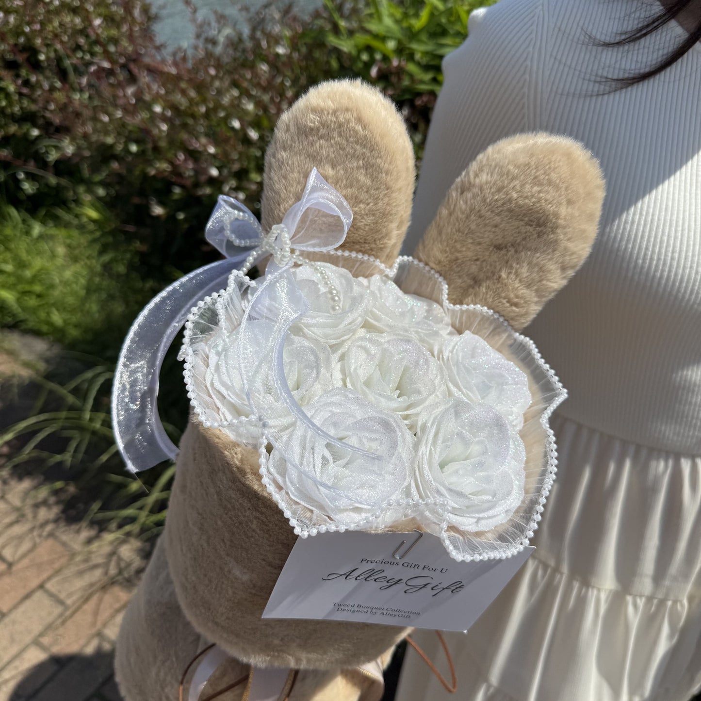 うさぎブーケ×グリッターローズ　ブラウン | Rabicha Bouquet