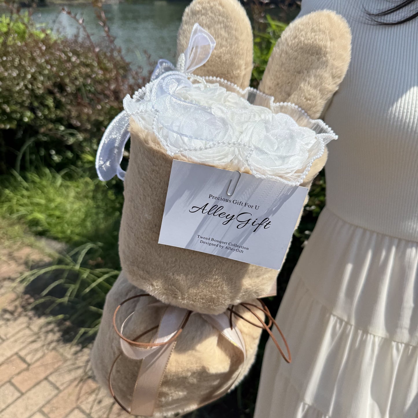 うさぎブーケ×グリッターローズ　ブラウン | Rabicha Bouquet